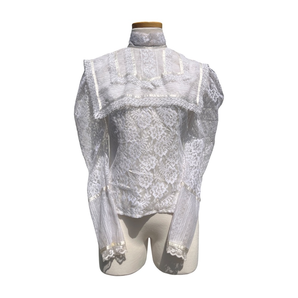 Gunne Sax White Lace Victorian Blouse - Picture 2 of 9